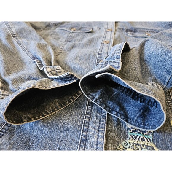 Alfred Dunner Denim Shirt Jacket South West Embellish Embroidery Pocket Size 18 - Picture 7 of 12
